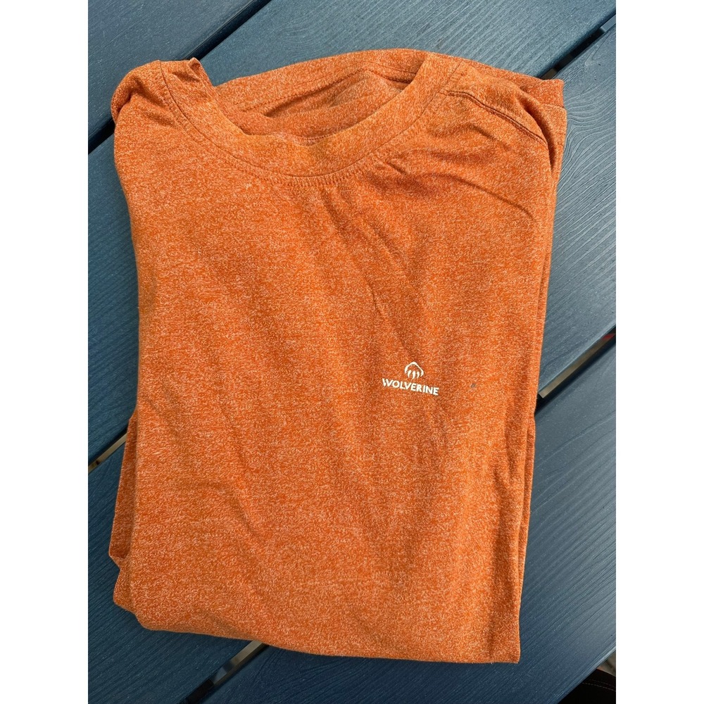 Wolverine Mens XXL Short Sleeve Work Tee Heathered Orange Logo Performance Shirt